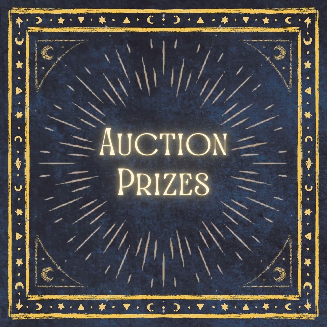 Golden text in art nouveau style reads Acution Prizes