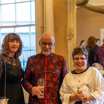 Photo of Bamboozle's artistic director Christopher Davis, centre, with members of staff from Lakeside School, Lynnette Johnson, right, and Karen Wake, left