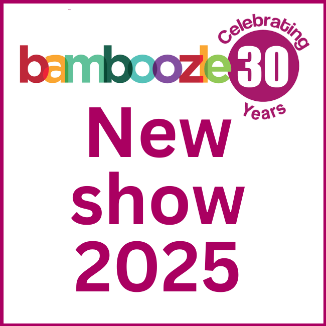 Image featuring pink text reading 'New show 2025' alongside the Bamboozle logo.